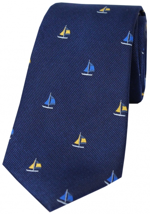 Blue Silk Sail Boat Tie