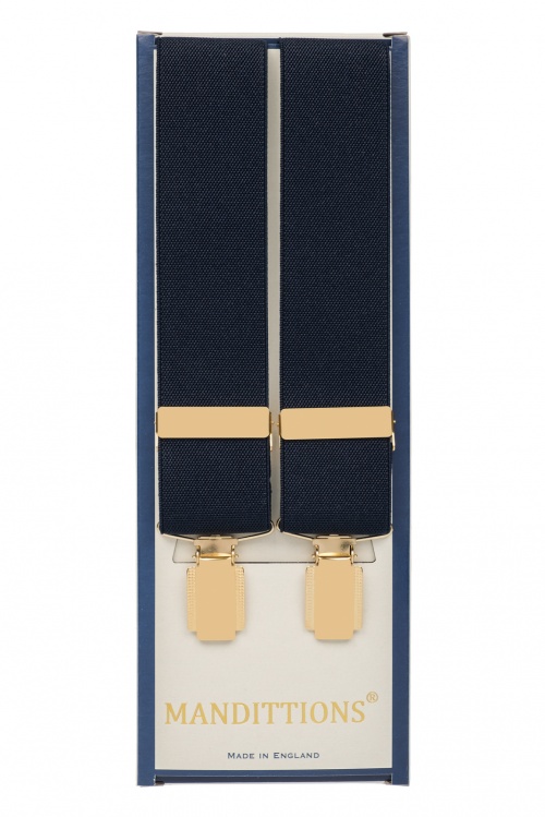 Dark Blue Trouser Braces With Gold Clips Gents Shop