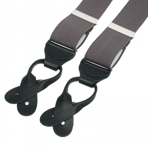 Dark Grey Button on Trouser Braces Gents Shop