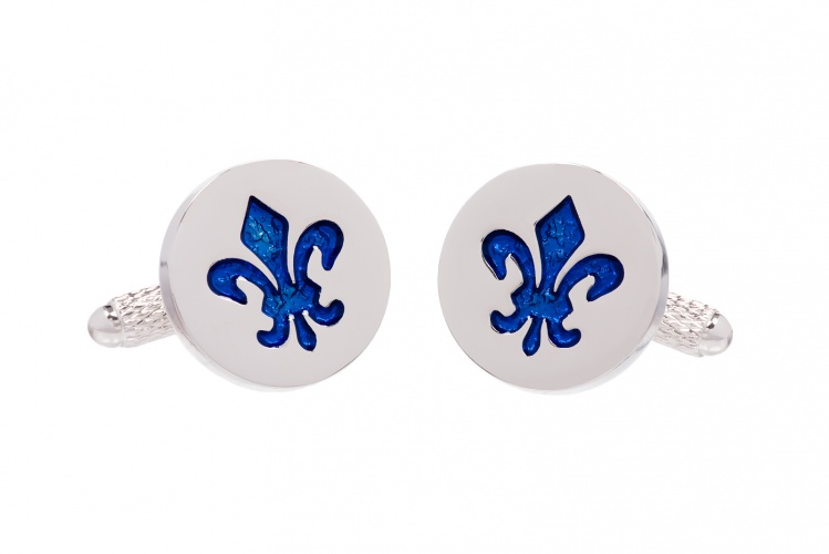 Fleur De Lis Cufflinks with Blue Centre