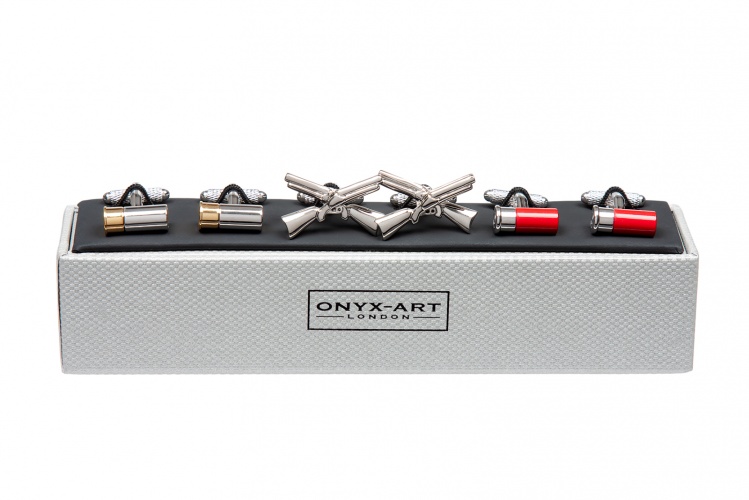 Shotgun Cartridge Cufflinks in Onyx Art of London Presentation Gift Box