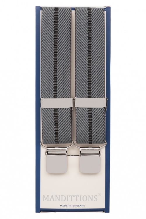 Grey Trouser Braces With Large Strong Clips