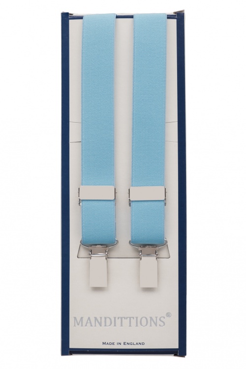 Slim 25mm Light Blue Braces for Trousers Gents Shop