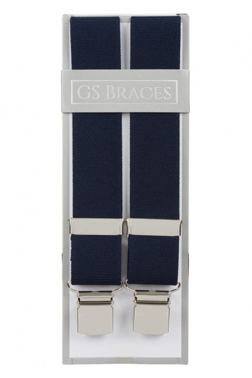 Plain Midnight Blue Trouser Braces With Large Clips
