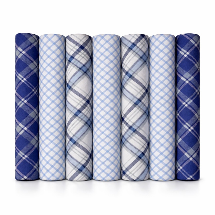 Checked Handkerchief 7 Pack Blue and White Checked Handkerchiefs - Gents Shop