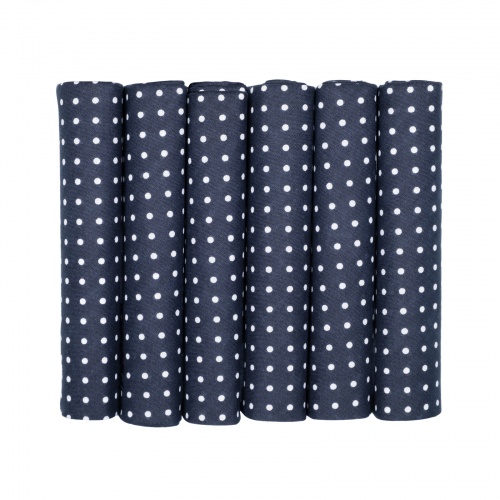 6 Navy Blue Spotted Hankies Gents Shop