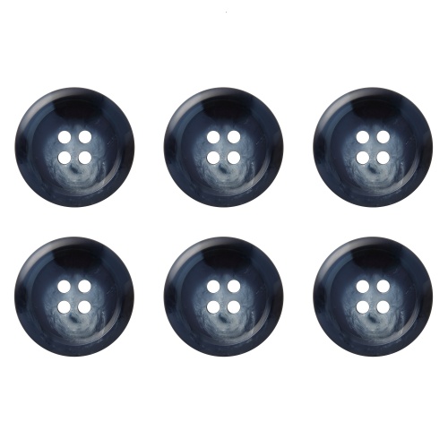 Pack of 6 Blue 20mm Flat Variegated Buttons - Gents Shop