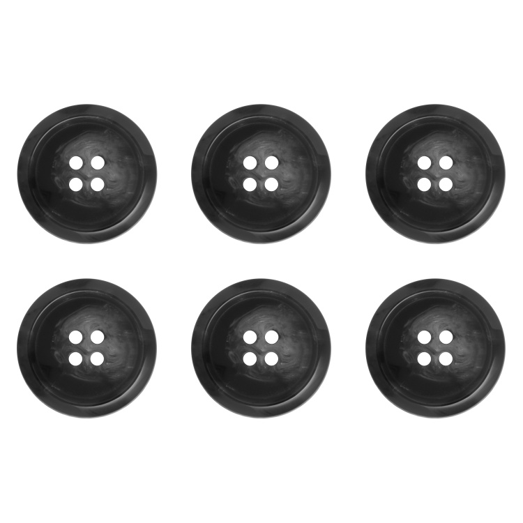 Pack of 6 Grey 23mm Flat Variegated Eco Buttons - Gents Shop