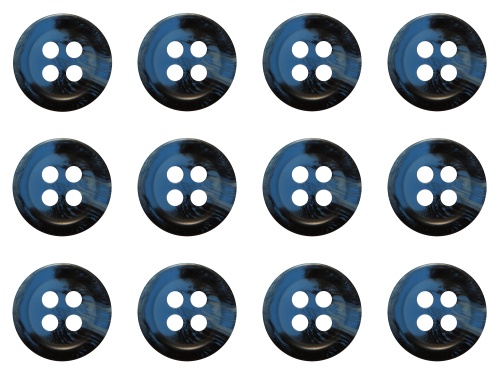 Pack of 12 Blue Mock Horn Shirt Buttons 11mm