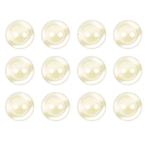 Pack of 12 Off White 2 Hole Buttons 11mm