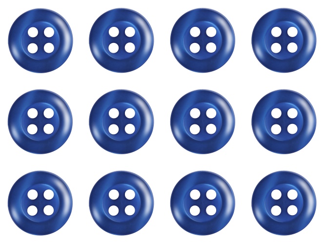 Pack of 12 Royal Blue Shirt Buttons 11mm 4 Hole
