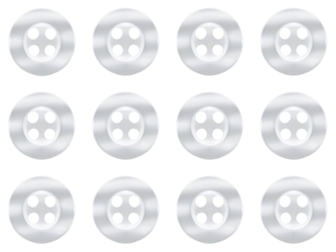 Pack of 12 White Shirt Buttons 11mm 4 Hole