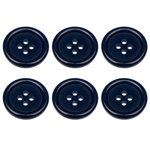 Pack of 6 20mm Blue Buttons with 4 Holes