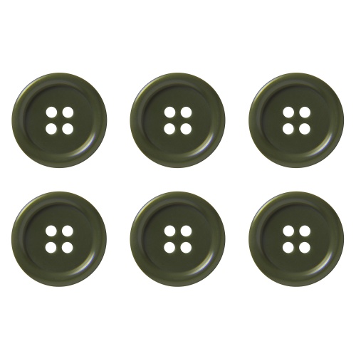 Pack of 6 20mm Olive Green Buttons with 4 Holes