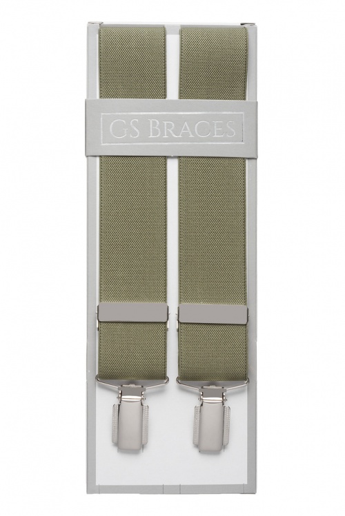 Plain Olive Green Braces For Trousers