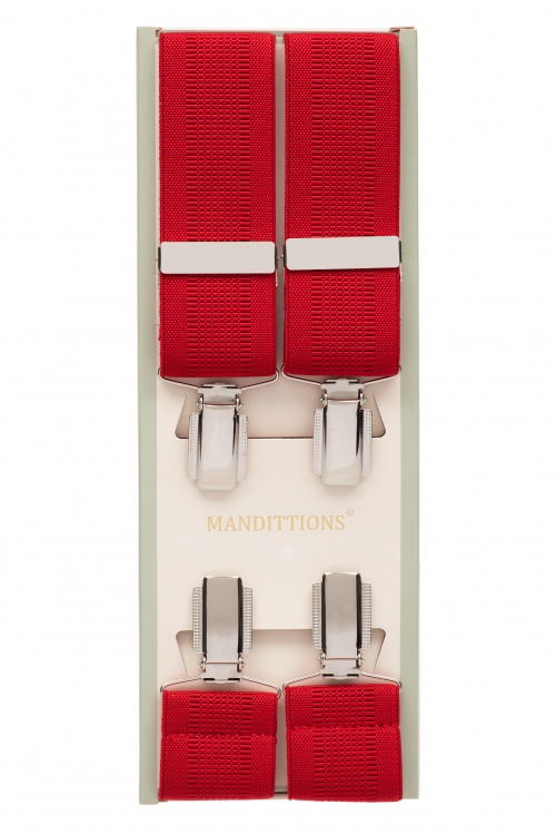 Plain Red Braces for Trousers
