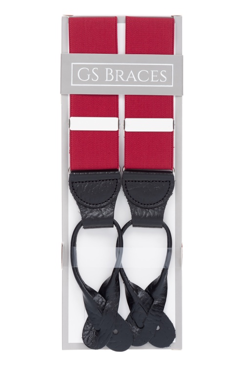 Red Button On Trouser Braces Leather End for Men Gents Shop