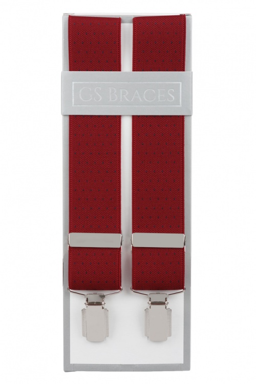 Red Suit Trouser Braces With Blue Pin Dots Gents Shop