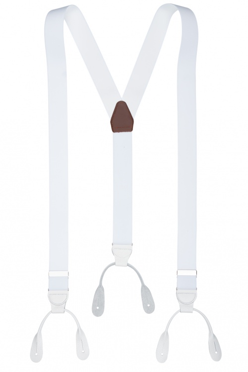 White Button On Trouser Braces Leather End for Men Gents Shop