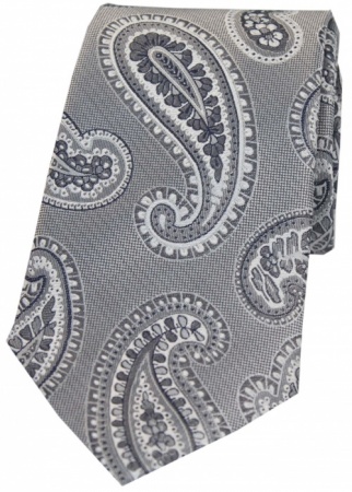Luxury Grey Paisley Silk Tie