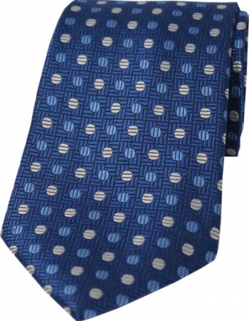 Luxury Silk Navy Blue and Silver Spotted Tie