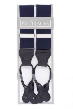 Dark Midnight Blue Button On Trouser Braces