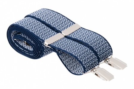 Navy Blue Geometric Pattern Trouser Braces