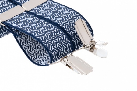 Navy Blue Geometric Pattern Trouser Braces