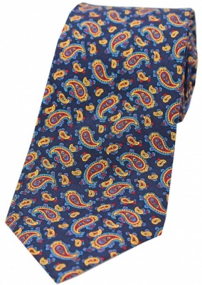 Navy Blue Paisley Luxury Silk Tie