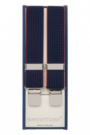 Navy Blue Polka Dot Trouser Braces With Large Clips