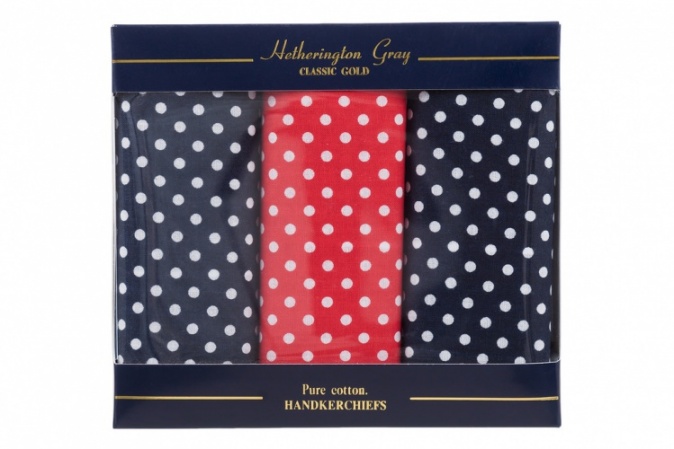 Navy Blue and Red Spotted Handkerchiefs