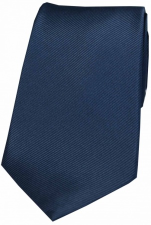 Navy Blue Ribbed Plain Silk Tie