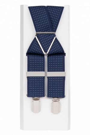 Navy Blue Trouser Braces with Light Blue Pin Dots