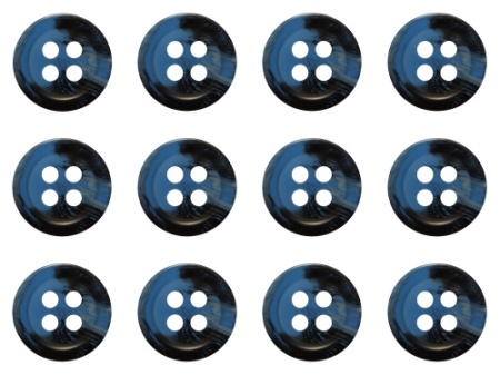 Pack of 12 Blue Mock Horn Shirt Buttons 11mm