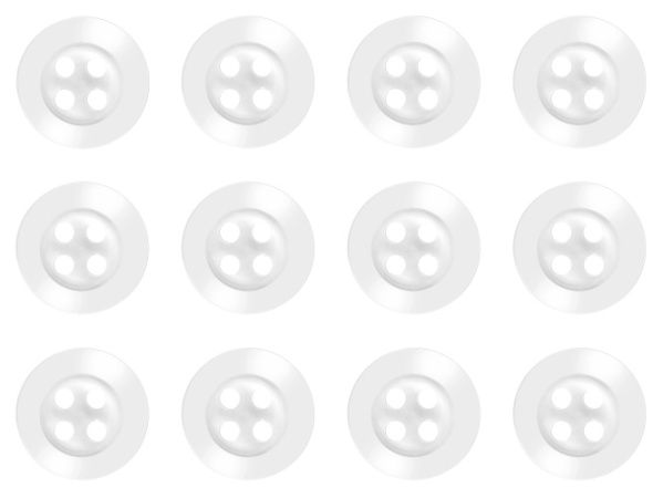 Pack of 12 Clear Shirt Buttons 11mm 4 Hole