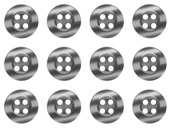 Pack of 12 Grey Shirt Buttons 11mm 4 Hole