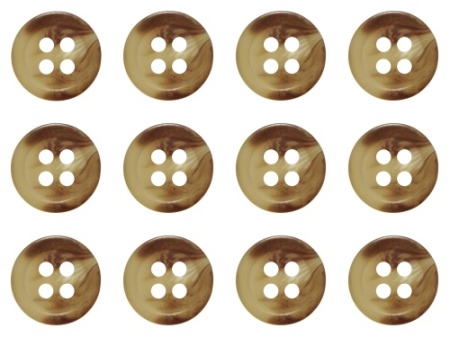 Pack of 12 Light Brown Mock Horn Shirt Buttons 11mm