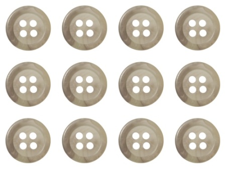 Pack of 12 Light Grey Mock Horn Shirt Buttons 11mm