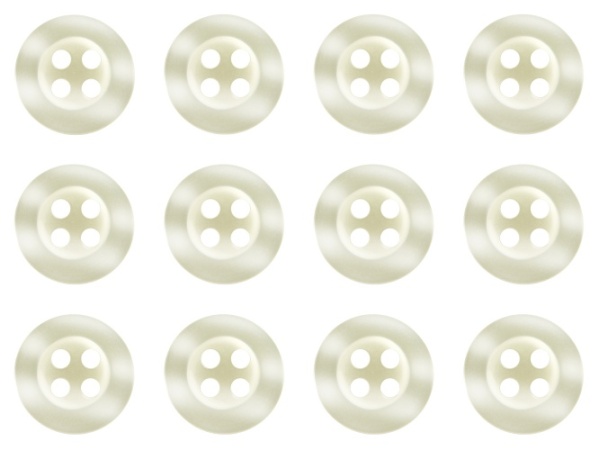 Pack of 12 Off White Shirt Buttons 11mm 4 Hole
