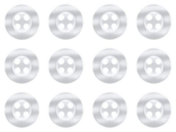 Pack of 12 White Shirt Buttons 11mm 4 Hole