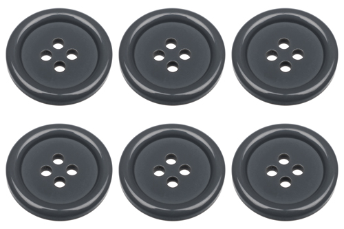 Pack of 6 20mm Grey Buttons with 4 Holes