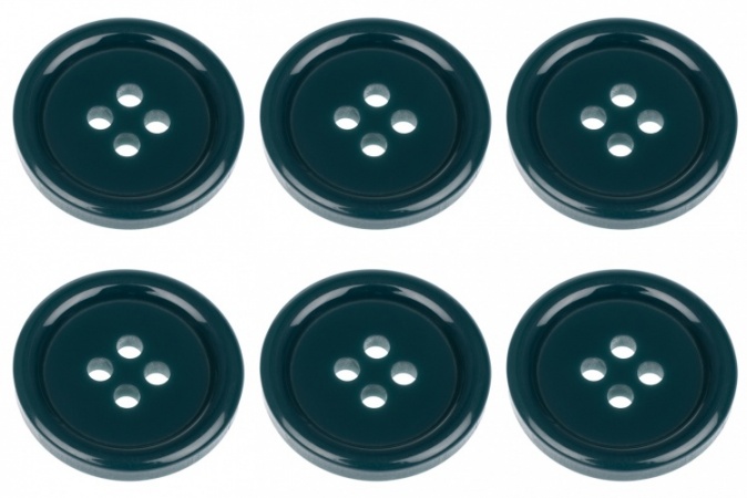 Pack of 6 20mm Peacock Green Buttons with 4 Holes