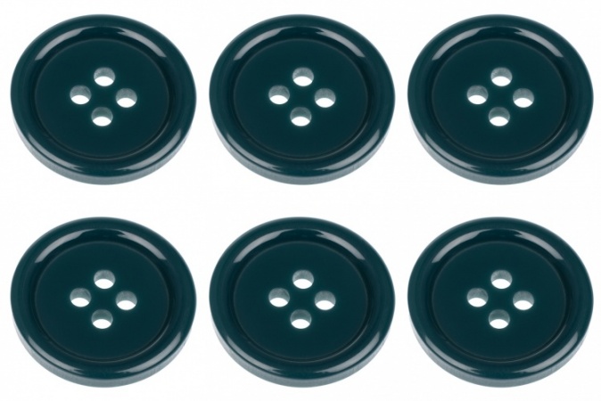 Pack of 6 20mm Peacock Green Buttons with 4 Holes