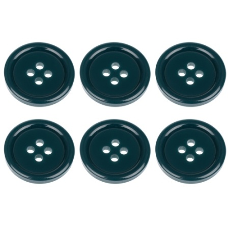 Pack of 6 20mm Peacock Green Buttons with 4 Holes