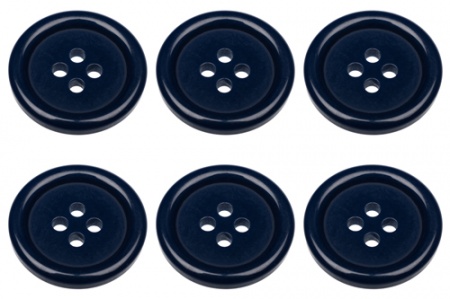 Pack of 6 23mm Blue Buttons 4 Holes 36 Ligne - Gents Shop