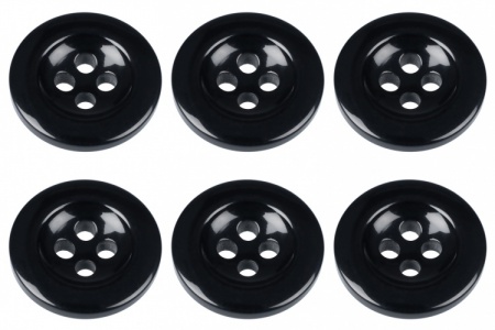 Pack of 6 Black 17mm Buttons for Trousers with Braces