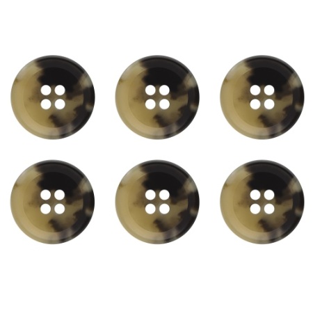 Pack of 6 Mottled Horn Effect Buttons 20mm