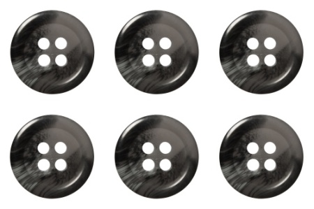 Pack of 6 Grey Mock Horn Buttons 15mm