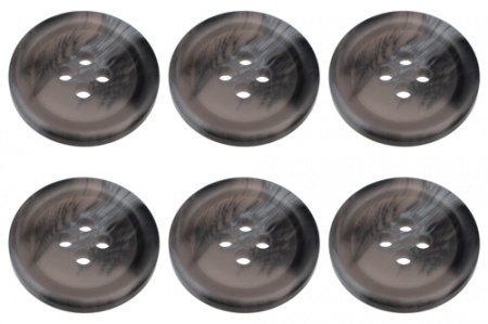 Pack of 6 Grey Mock Horn Buttons 18mm
