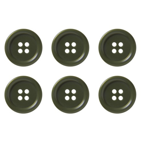 Pack of 6 20mm Olive Green Buttons with 4 Holes